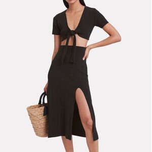 Solid & Striped knit midi coverup skirt